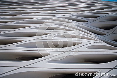 Detail view of modern architecture. The Broad white building with modular windows in Los Angeles Editorial Stock Photo