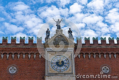 Detail view of the Odense city hall under an expressive sky Stock Photo