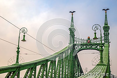 Detail view of Liberty Bridge in Budapest, Hungary Stock Photo