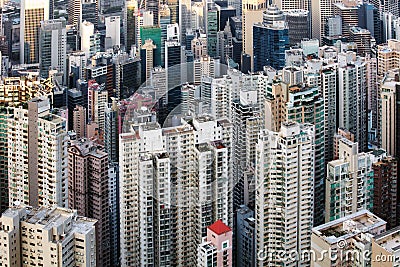 Detail view of residential buiilding in Hong Kong Stock Photo