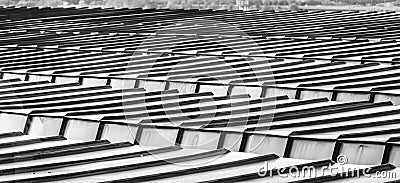Detail view of a roof of a high-rise building with aluminium profiles as roof covering Stock Photo