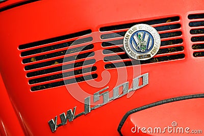 Detail of a vintage Red Volkswagen Beetle VW 1500 Editorial Stock Photo