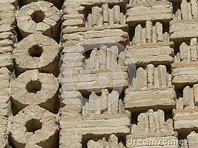 Zoroastrian wall of the mausoleum of Ismail Samani in Uzbekistan. Editorial Stock Photo