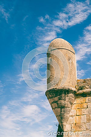 Detail of the walls and turret of the Fortress of Our Lady of Light in Cascais, Portugal Stock Photo