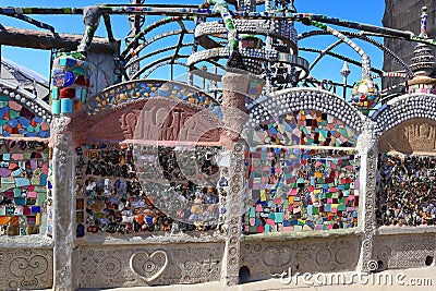 Detail of WATTS TOWERS by Simon Rodia, Los Angeles - California Editorial Stock Photo