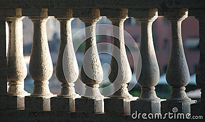 Detail of white stone balusters Stock Photo