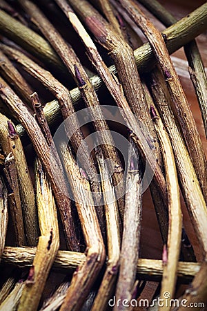 Detail of a willow wicker basket Stock Photo