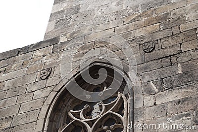 Detail of a window of the cloister of the Cathedral of Barcelona Stock Photo