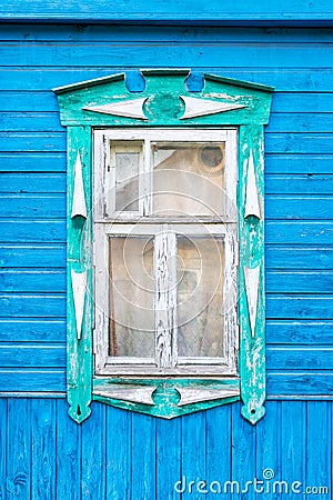 Detail of a window of a traditional wooden house, Suzdal, Golden ring, Russia Stock Photo