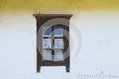 Detail of a window of ukrainian ethnic rural house Stock Photo