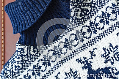 Detail of woolen design sweater. Stock Photo