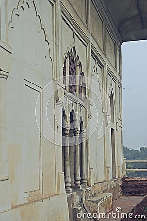 intricate work at unecso world heritage site, red fort, new delhi Editorial Stock Photo