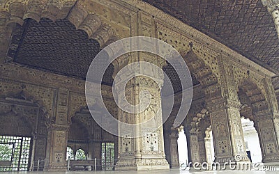 intricate work at unecso world heritage site, red fort, new delhi Editorial Stock Photo