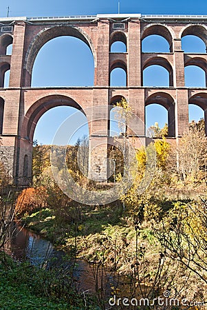 Detail of world largest brick bridge Goltzschtalbrucke near Plauen city Stock Photo