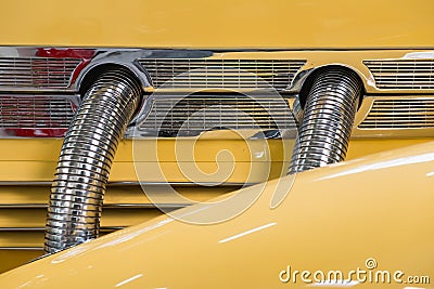 Detail Yellow Vintage Car Stock Photo