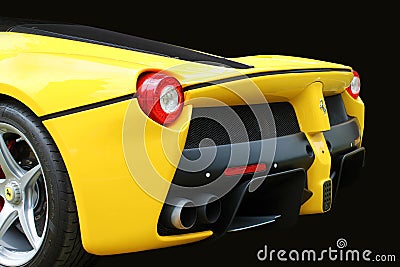 Detail yellow Ferrari sports car. Editorial Stock Photo
