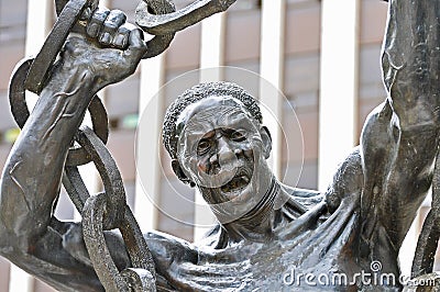 Detail of the Zambian Freedom statue in front of the government offices in downtown Lusaka, Zambia Editorial Stock Photo