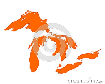 Map of Great Lakes Vector Illustration