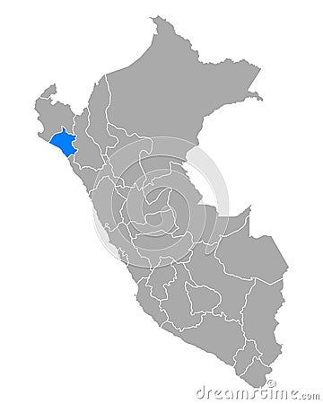 Map of Lambayeque in Peru Vector Illustration