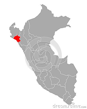 Map of Lambayeque in Peru Vector Illustration