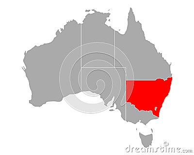 Map of New South Wales in Australia Vector Illustration