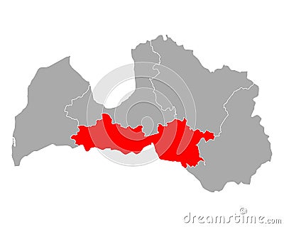 Map of Zemgale in Latvia Vector Illustration