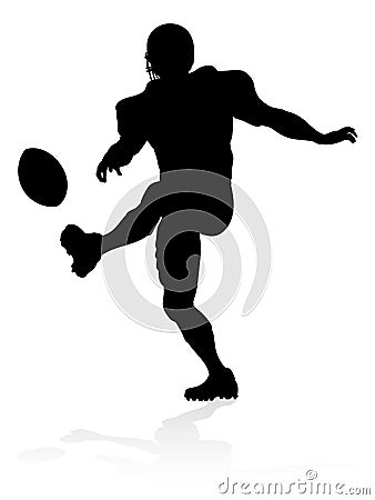 Silhouette American Football Player Vector Illustration