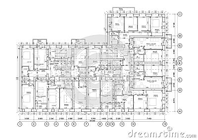 Detailed architectural floor plan, appartment layout, blueprint. Vector Vector Illustration