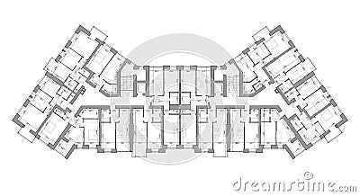 Detailed architectural floor plan, appartment layout, blueprint. Vector Vector Illustration