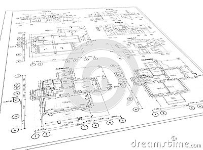 Detailed architectural plan Stock Photo