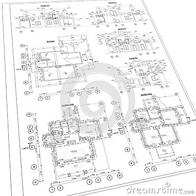 Detailed architectural plan Stock Photo
