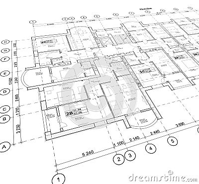 Detailed architectural plan, perspective view Stock Photo