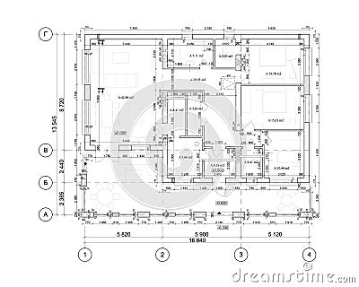 Detailed architectural private house floor plan, apartment layout, blueprint. Vector Vector Illustration