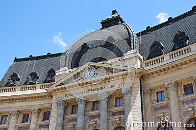 Detailed architecture of Neo-Baroque building, housing the Central University Library Carol 1 Stock Photo