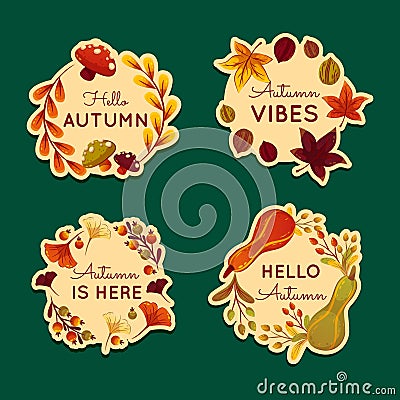 detailed autumn labels collection design illustration Vector Illustration