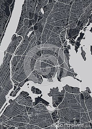 Detailed borough map of The Bronx New York city, monochrome vector poster or postcard city street plan aerial view Vector Illustration