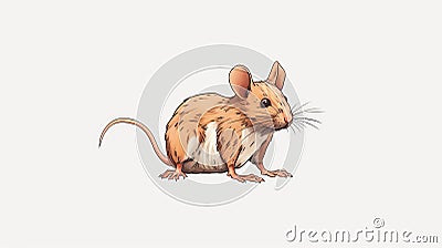 Detailed Brown Cute Animal Mouse Illustration With Flat Shading Cartoon Illustration