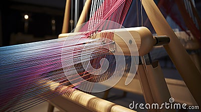 Close Up of Colorful Weaving Machine Stock Photo