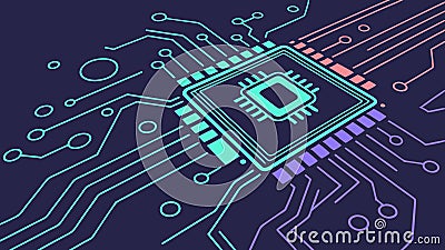 Detailed circuit board chip, modern technology electronics, microchip vector design Generative AI Vector Illustration