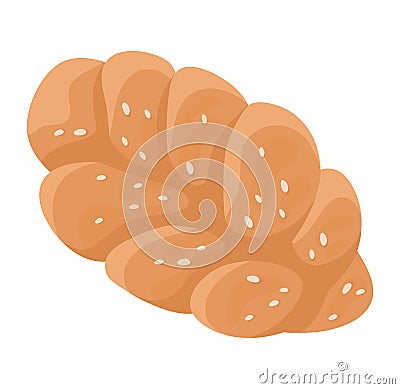 Detailed close-up of a challah bread with seeds. Fresh baked traditional Jewish braided bread for Shabbat vector Vector Illustration