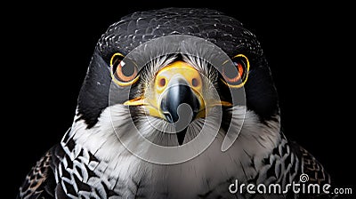 Detailed close-up image of bird of prey. This picture captures intricate features and intense gaze Stock Photo