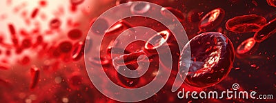 Red Blood Cells and Hemoglobin Close-Up Medical Imagery. Stock Photo