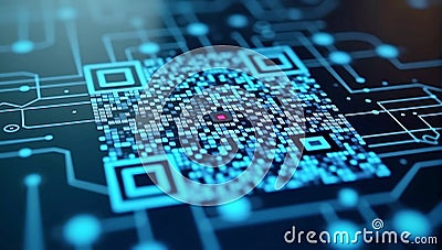 A detailed close-up of a QR code used for instant payment processing, symbolizing fintech advancements in cashless transactions Stock Photo