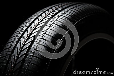 Detailed close up texture and pattern of a sleek car tire Stock Photo