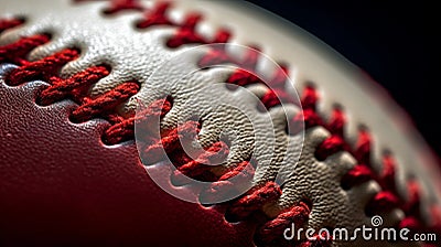 A detailed closeup of a baseballs stitching Stock Photo