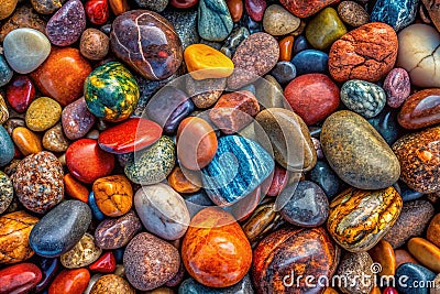 Detailed CloseUp View of Weathered River Rocks A Stunning Texture Background for Design Projects Stock Photo