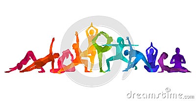 Detailed colorful silhouette yoga illustration. Fitness Concept. Gymnastics. AerobicsSport Vector Illustration
