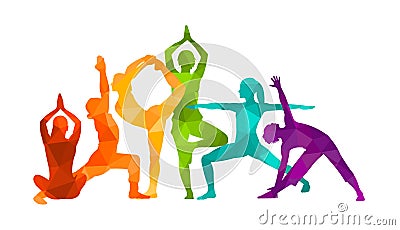 Detailed colorful silhouette yoga vector illustration. Fitness Concept. Gymnastics. AerobicsSport Vector Illustration