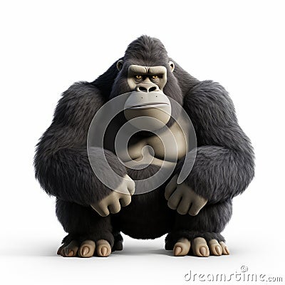 Detailed 3d Gorilla Illustration: Pixar Style Character Design Stock Photo