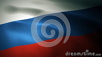 Detailed 3d rendering closeup of the flag of Russia. Flag has a detailed realistic fabric texture Stock Photo